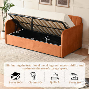 Twin Velvet Daybed with Gas-Lift Storage