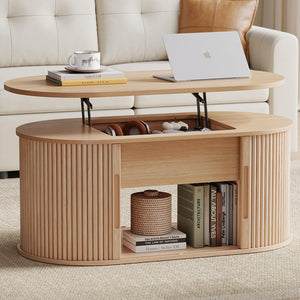 Lift Top Coffee Table with Tambour Door & Storage