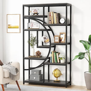 9-Shelf Etagere Bookcase with Metal Frame