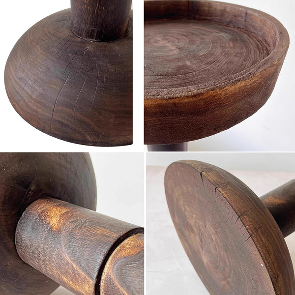 Live Edge Solid Wood Round Side Table