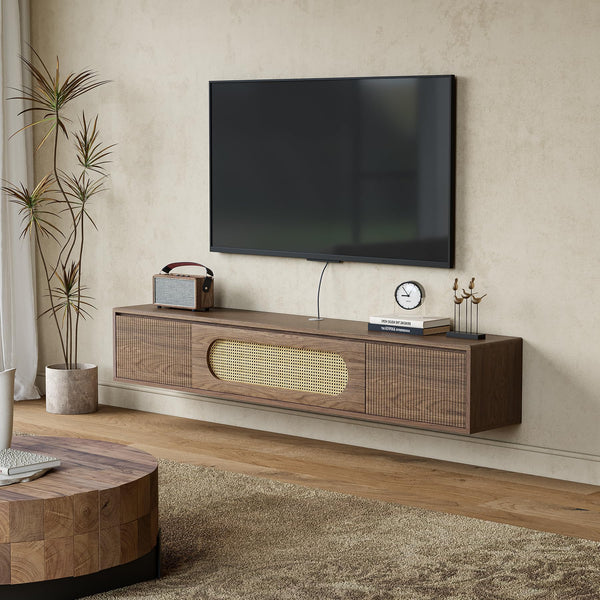 71" Floating TV Stand Wall Mounted with Drawers & Flip-Down Cabinet