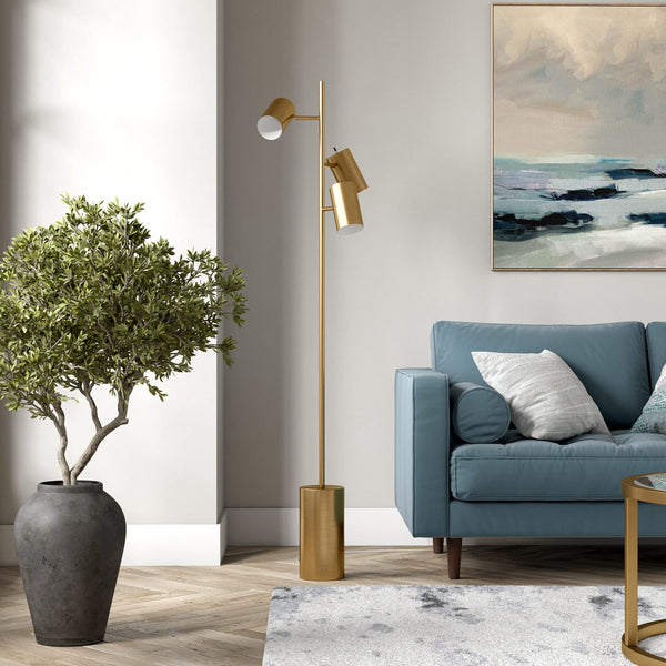 65" 3-Light Tree Floor Lamp with Adjustable Metal Cylinder Shades