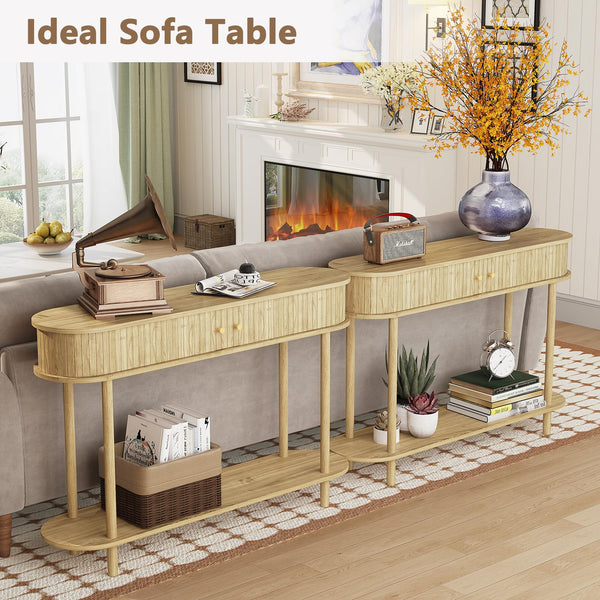 Modern 47.2" Console Table with Tambour Door Storage