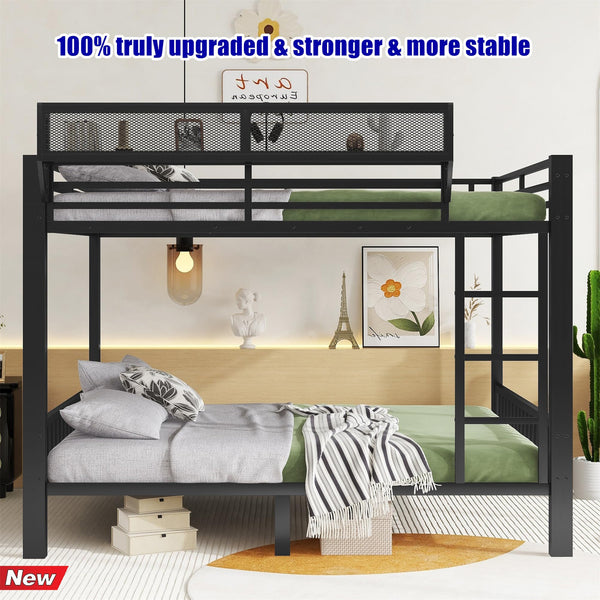 Heavy Duty Metal Bunk Bed Frame – Queen over Queen