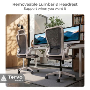 Foldable Ergonomic Mesh Office Chair with Flip-Up Arms