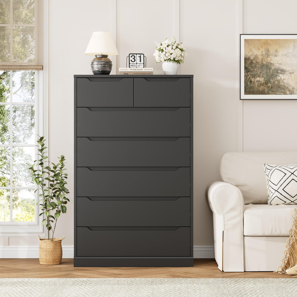 51" Tall 7-Drawer Dresser with Cut-Out Handles
