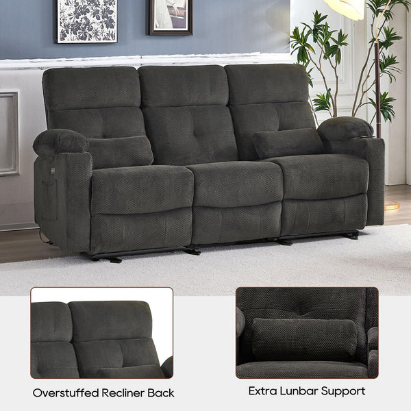 Power Reclining Sofa with Heat & Massage – 3 Seater