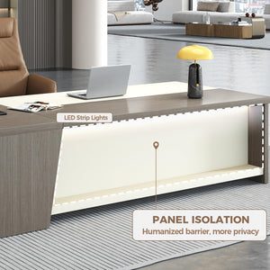 79" L-Shaped Executive Desk with Storage, Power Outlets & Lockable Drawer