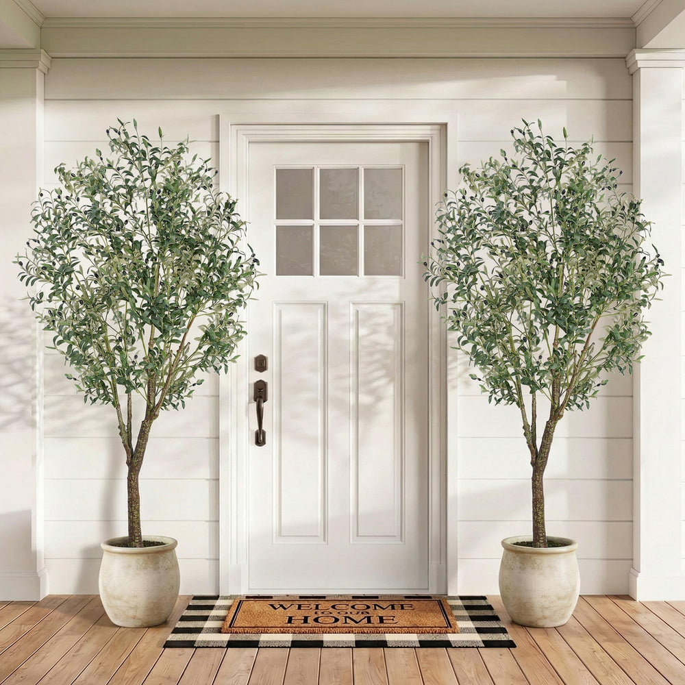Artificial Olive Tree with White Planter – Indoor Faux Plant