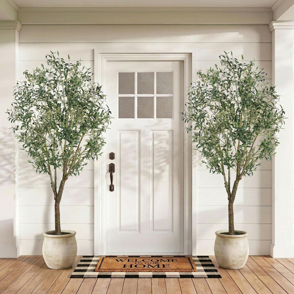Artificial Olive Tree with White Planter – Indoor Faux Plant