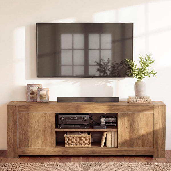 Farmhouse TV Stand with Storage Cabinets — 58" or 70" Media Console