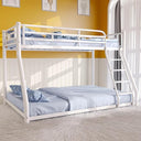 Metal Twin Over Full Bunk Bed with Stairs and Guardrails