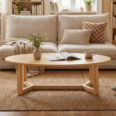 Oval Coffee Table – Low Profile Wood Accent Table
