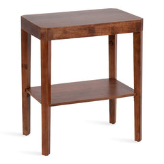 Mid-Century Mango Wood Two-Tier Side Table