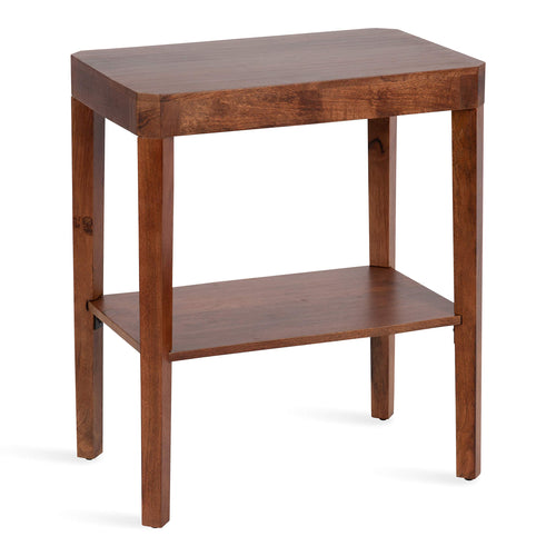Mid-Century Mango Wood Two-Tier Side Table