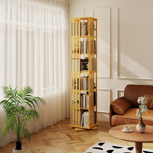 6-Tier 360° Rotating Bookshelf Tower
