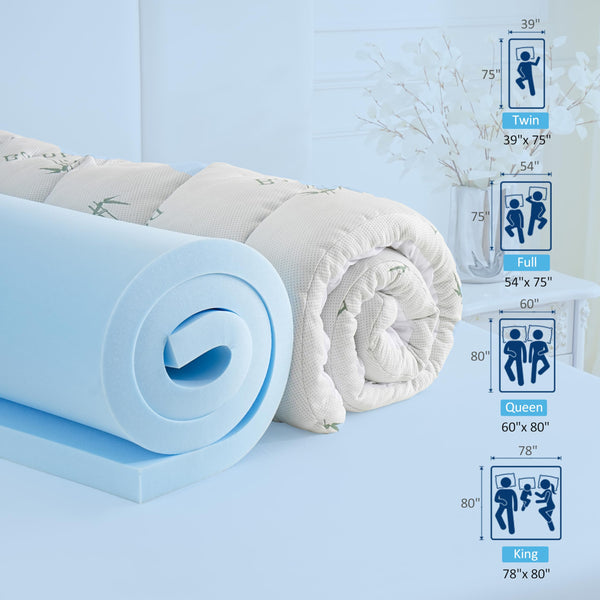 Dual Layer 4 Inch Memory Foam Mattress Topper