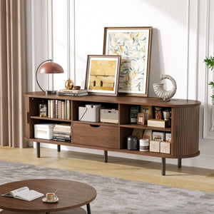 Mid-Century Modern TV Stand with Power Outlet & Storage