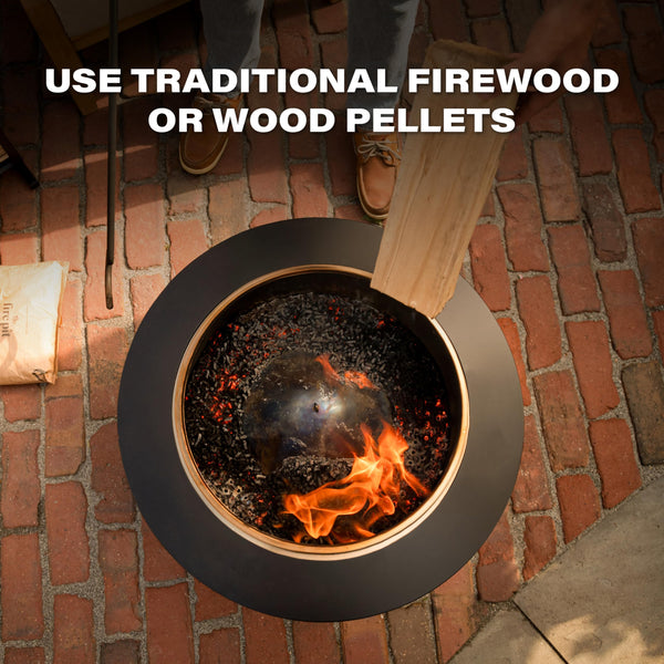 Smokeless Outdoor Fire Pit — 25-Inch Wood-Burning with Ash Pan, Stand & Cover