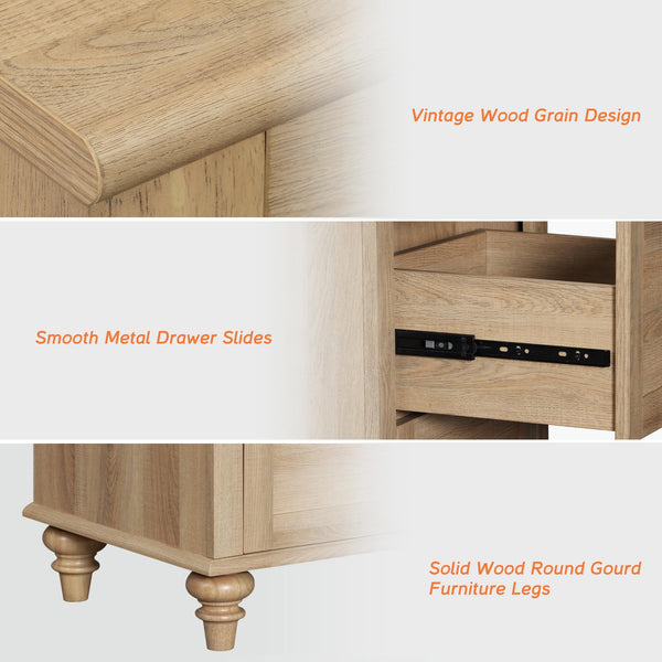 3-Piece Farmhouse Living Room Table Set with Charging Station