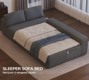 U-Shaped Modular Sectional Sofa Sleeper – Corduroy Deep Seat, 4-Seater