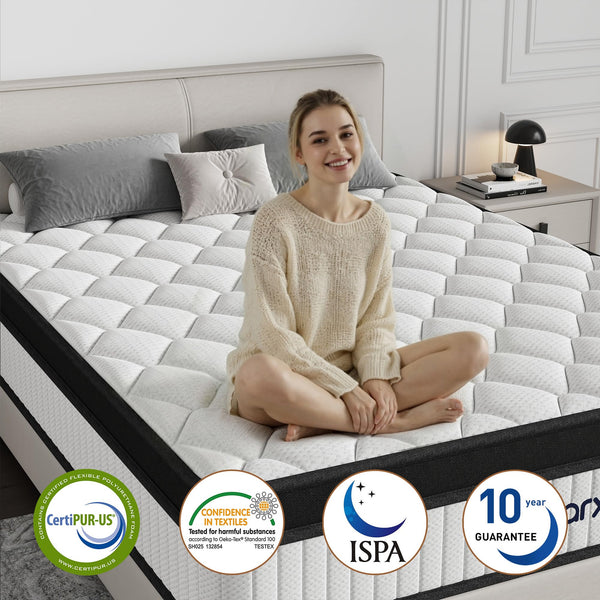 12-Inch Hybrid Queen Mattress – Medium Firm, 7-Zone Support