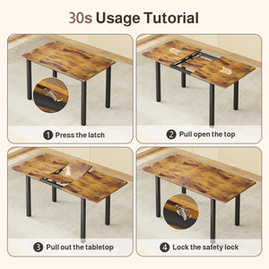7-Piece Extendable Dining Table Set with 6 Chairs – Rustic Brown