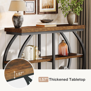 Industrial 3-Tier Console Table with Arched Metal Frame