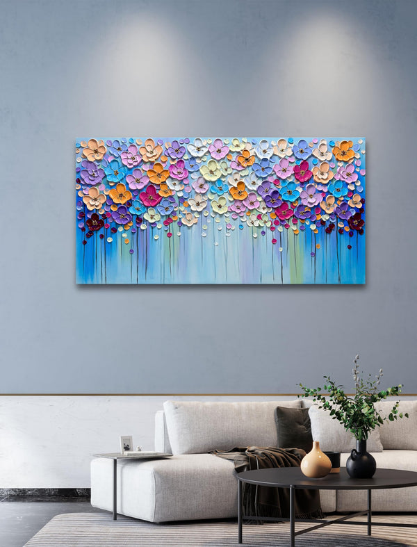 3D Floral Hand-Painted Canvas Wall Art
