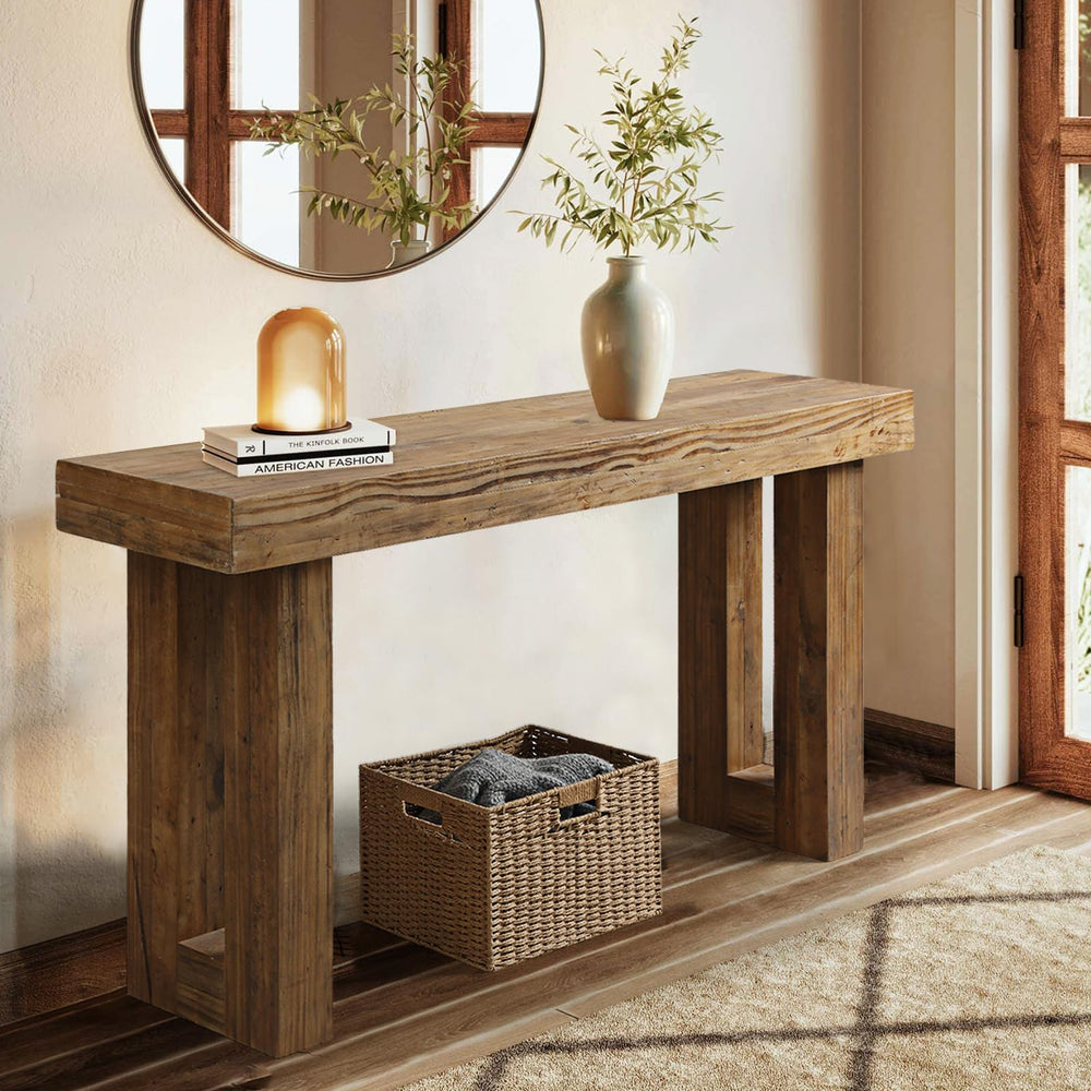 Reclaimed Wood Console Table 59 Inch Farmhouse Entryway Sofa Table