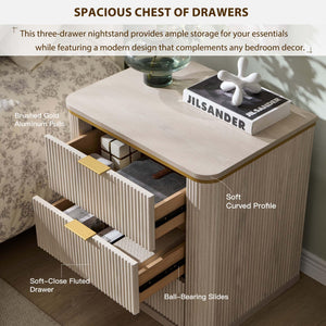 3-Drawer Nightstand Set of 2
