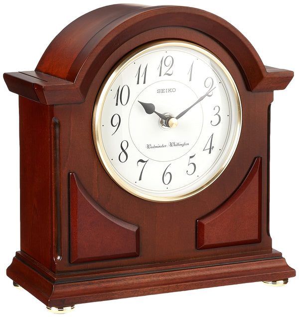 Brown Wooden Mantel Clock with Chime