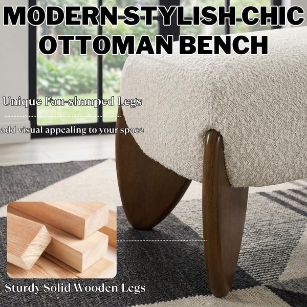 Upholstered Boucle Bedroom & Entryway Bench