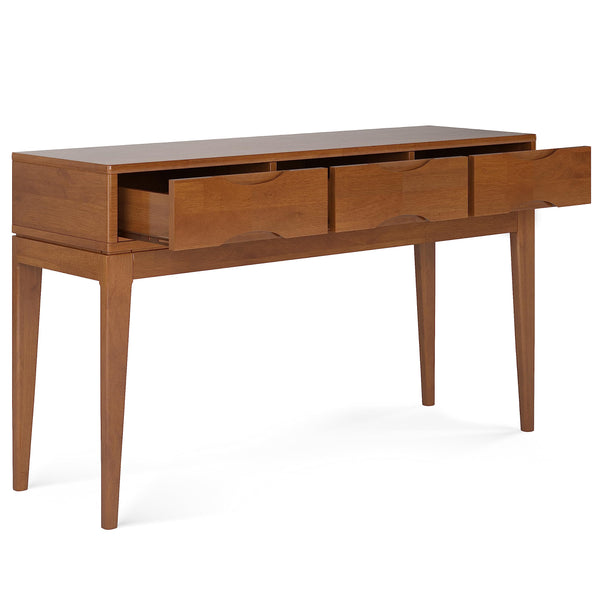 Mid-Century Console Table with 3 Drawers – 54" Solid Hardwood Sofa Table