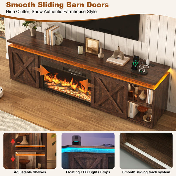 83" Farmhouse TV Stand with 40" Electric Fireplace