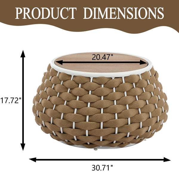 30.5" Round Outdoor Patio Side Table with Removable Lid
