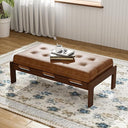 Rectangular Faux Leather Tufted Ottoman