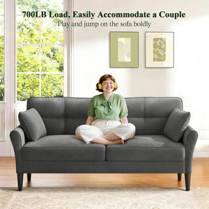 69" Velvet Loveseat Sofa with 2 Pillows | 700lb Capacity | Tool-Free Setup