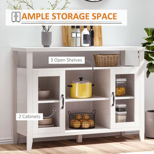 Farmhouse Sideboard Buffet Cabinet with Glass Doors and Storage Shelves