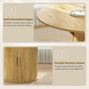 Extendable Round to Oval Dining Table with Storage Pedestal