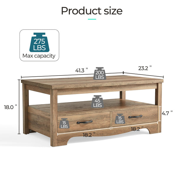 3-Piece Farmhouse Coffee Table & End Table Set with Charging Station