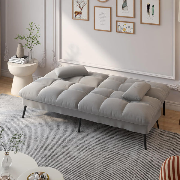 Convertible Futon Sofa Bed with Adjustable Backrest