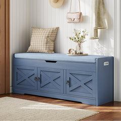 Farmhouse Shoe Storage Bench with Cushion & Lift Top