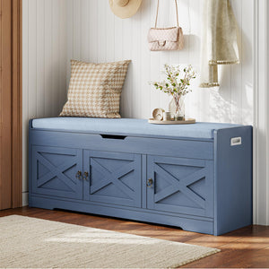 Farmhouse Shoe Storage Bench with Cushion & Lift Top