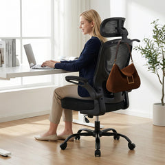 Ergonomic Mesh Office Chair with 3D Headrest & Lumbar Support