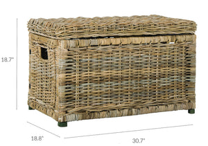 30" Wicker Storage Trunk with Removable Lid, Collapsible Rattan Chest
