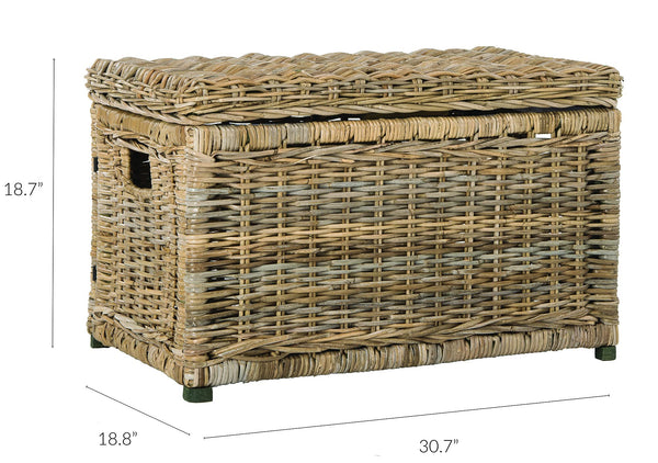 30" Wicker Storage Trunk with Removable Lid, Collapsible Rattan Chest
