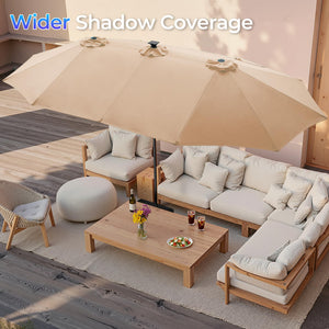 15ft LED Solar Patio Umbrella with Base
