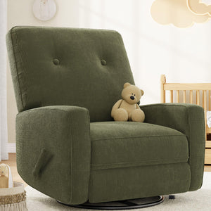 Swivel Rocking Glider Recliner Chair with Adjustable Backrest & Footrest