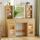 47" Fluted Makeup Vanity Desk with Mirror, Lights & Storage